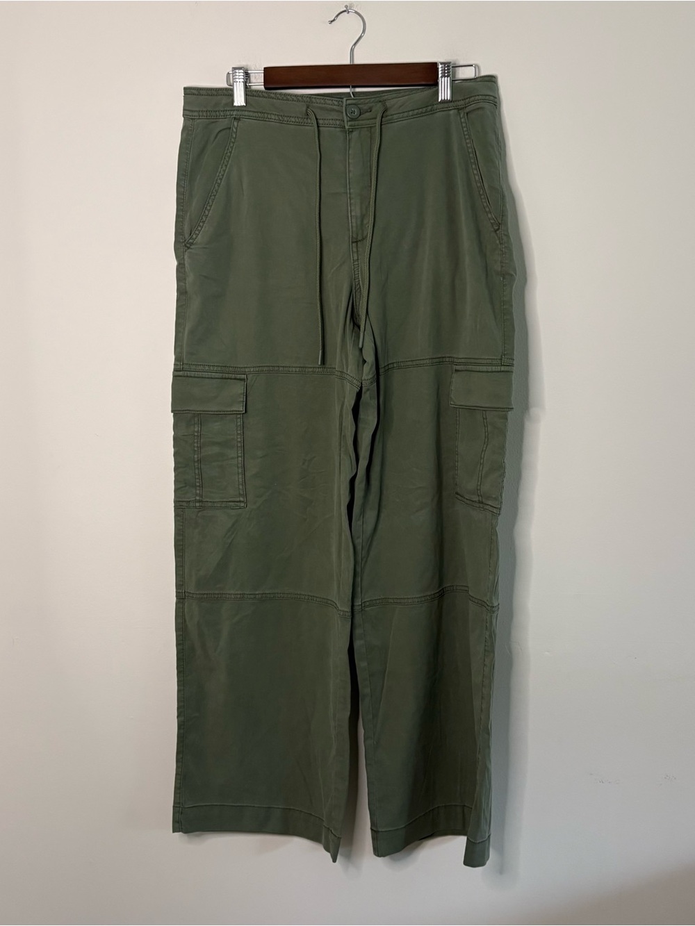 Garage Women’s Sz 9 Green Wide Leg Lyocell Pants Grunge Army Utility School Fall